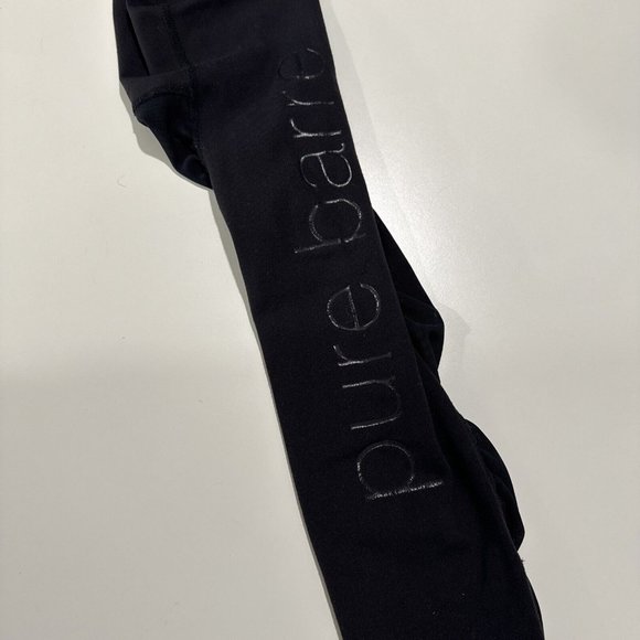 Split 59 X Pure Barre Logo Leggings Black Size Medium Mesh Ruched Front - Picture 10 of 12